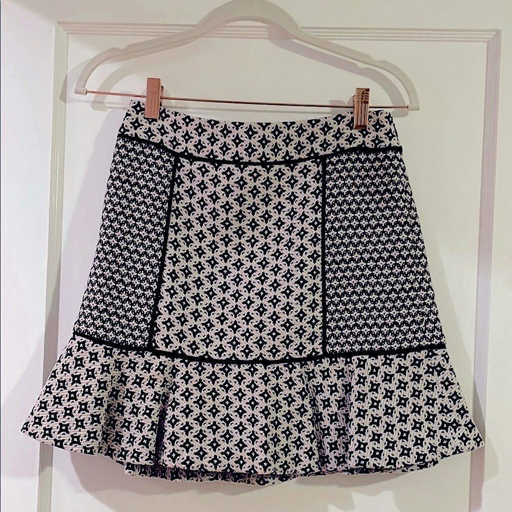 Loft Black & White Patterned Skirt